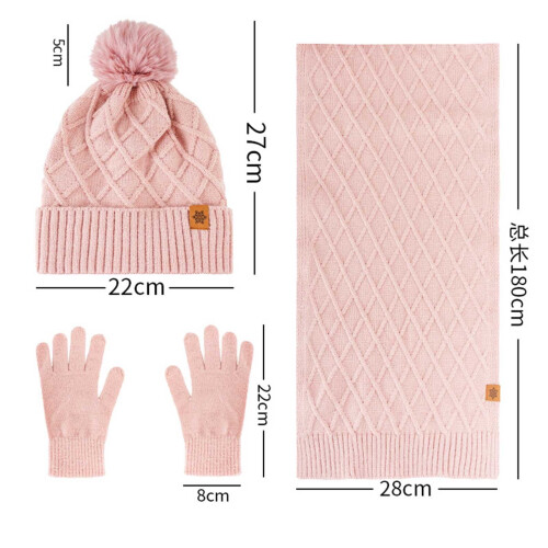 Damen-Wollmütze, Schal & Handschuhe Set 2