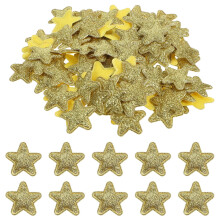 100 unidades de apliques de estrela dourada em tecido para roupas e artesanato.