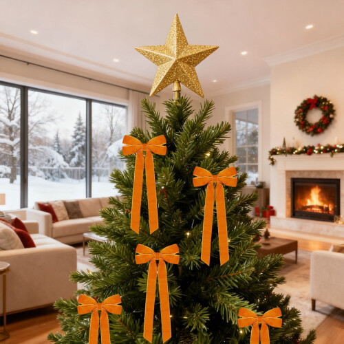 Fluwelen kerststrik van vintage lint, 26 cm 2
