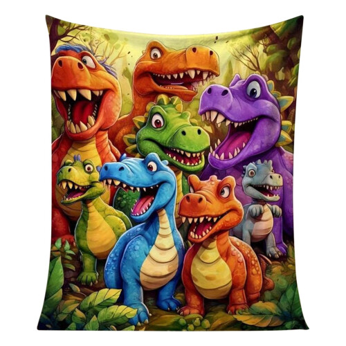 Dinosaur Print Flannel Throw Blanket 51 x 59 in