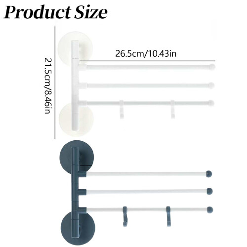 Porte-serviettes pivotant mural robuste à 3 bras, 10,43 x 8,46 1