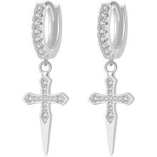 Gold Cross Earrings for Women 14K Gold Plated Drop Dangle