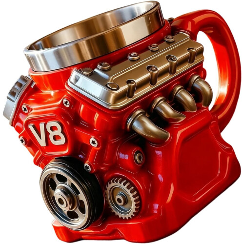 Retro V8-motor kaffekrus vakuumisoleret rustfrit stål