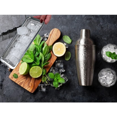 Lever-Style Stainless Steel Ice Cube Tray, 18-Cube 2