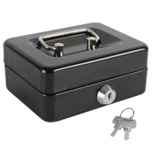 Mini-Aufbewahrungsbox aus Stahl mit Schlüsselschloss, schwarz