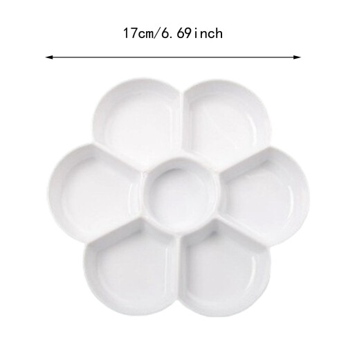 Ceramic Watercolor Mixing Tray Round White 6-Well 1