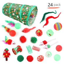Ensemble de jouets de Noël pour chat avec tunnel, balles et baguette