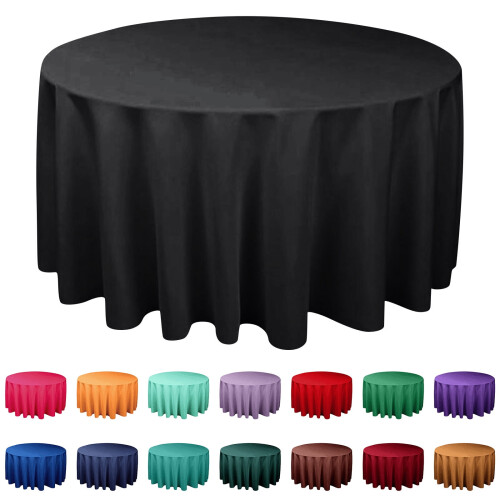 Round Tablecloth Polyester Dark Blue 70 Inch