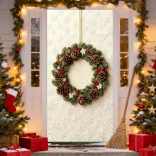 Décoration de porte de Noël 35 x 72 pouces, broderie stéréoscopique