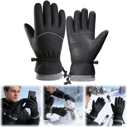 Warme Winterhandschuhe, winddicht, wasserdicht, Touchscreen-kompatibel, 1 Paar