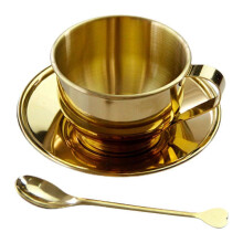 Coffee cup with saucer and spoon gold elegant 175 ml