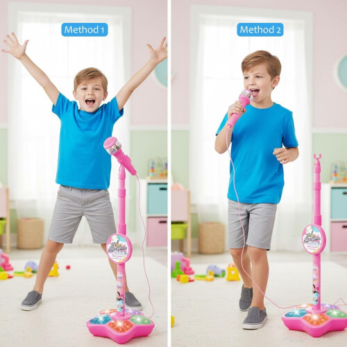 Microphone with Stand Pink Adjustable Height 2