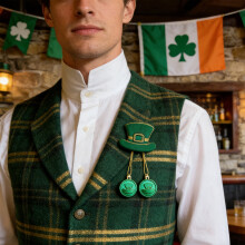 2pcs St Patrick's Day Green Straw Hat & Gold Coin Pendants