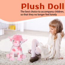 Cuscino di peluche a forma di mucca rosa tenue, 25 cm