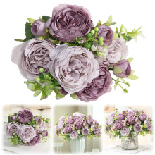 Kunstig rosebuket i koreansk stil – 5 hoveder, 30 cm