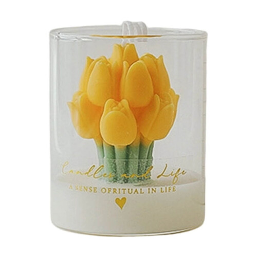 Tulipanformet duftlys i glaskrukke