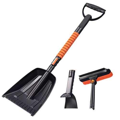 Ice Scraper Snow Brush with Extendable Shovel and Rotating 1