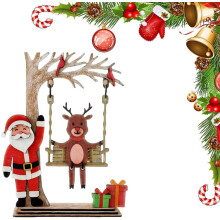 Houten kerstman schommeldecoratie, handgemaakt, 20x13cm