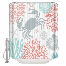 Duschvorhang mit Krabbenmotiv, 183 x 183 cm, wasserdichtes Polyester