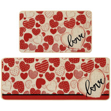 Valentine's Day Kitchen Mats Set of 2 (15x23" & 15x47"), Red Heart Non-Slip Rugs for Floor – Romantic Home Decor