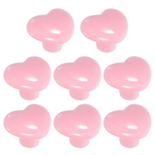 Pink Ceramic Heart Knobs for Cabinets 8 pcs