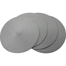 Woven Circular Placemats PP Gray 15 inch 4 Pack