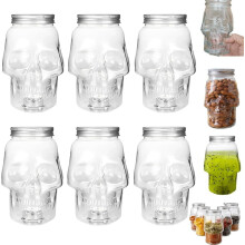 Oppbevaringskrukke med hodeskalle og metalllokk – 340 ml, klar plast