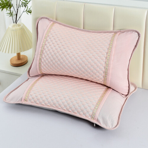 Funda de almohada de seda helada multicolor, 55x35 cm, desmontable y lavable.