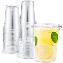 9oz durchsichtige Kunststoffbecher mit Deckel – 100er-Packung