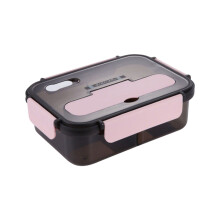 Bento-Box mit 3 Fächern und Löffel – Rosa