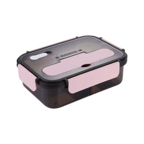 Bento-Box mit 3 Fächern und Löffel – Rosa