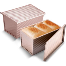 Teglia da pane Pullman con coperchio, confezione da 2, in acciaio al carbonio, 450 g circa