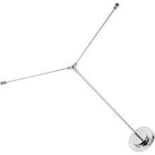 Suporte de mesa em metal para mastro de bandeira com base em formato de V.