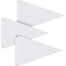 Conjunto de 3 bandeirinhas brancas de nylon 45x30cm com metal