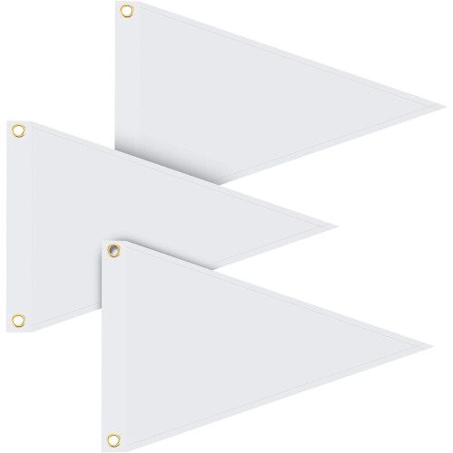 Conjunto de 3 bandeirinhas brancas de nylon 45x30cm com metal