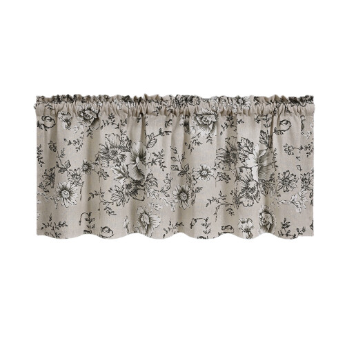 White Polyester Floral Curtain Valance 140x46cm 1