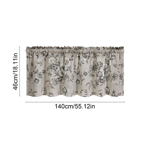 White Polyester Floral Curtain Valance 140x46cm 2