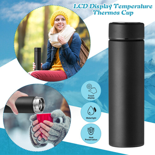 Garrafa térmica Poaug em aço inoxidável com visor LCD 2