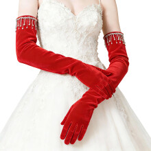 Warm Velvet Long Gloves for Cold Weather Suitable for-Red