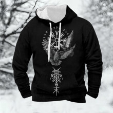 Kapuzenpullover im Retro-Stil mit nordischem Mythologie-Motiv