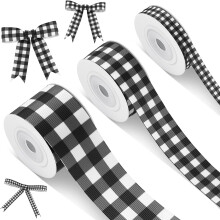 Jule Sort-Hvid Ternet Grosgrain Bånd 3 Ruller