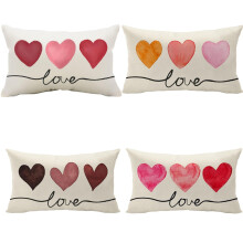Housse de coussin en forme de cœur pour la Saint-Valentin, en lin rose doux, pour canapé/fauteuil/chambre – 1 pièce, compatible avec un coussin
