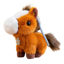 Chaveiro de pelúcia de cavalo, pônei marrom, pingente kawaii, 1 peça