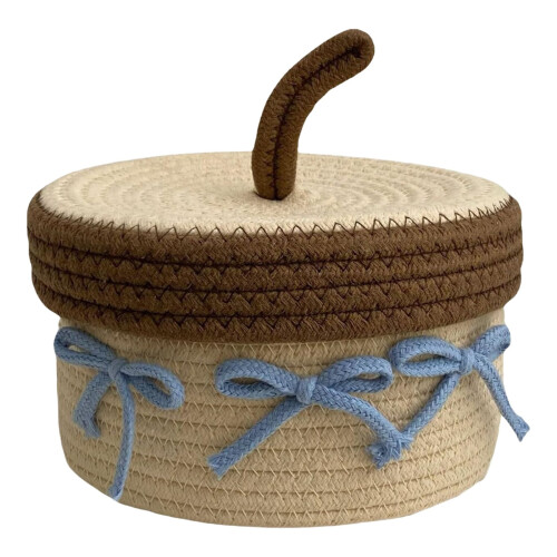 Apple-Shaped Cotton Storage Basket with Lid