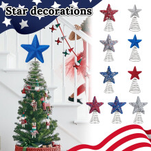 Patriotic Star Tree Topper – Red Blue Sequin Foam
