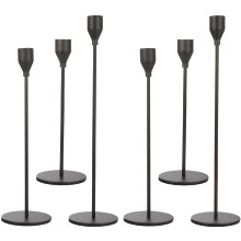 Black Metal Taper Candle Holders Set of 6