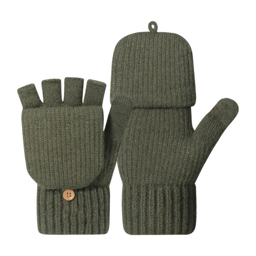 Winter-Thermo-Fingerhandschuhe, gestrickt, Touchscreen-freundlich, Grün