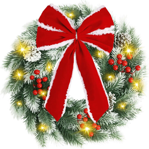 16.5" Lighted Christmas Wreath with Berries and Pinecones