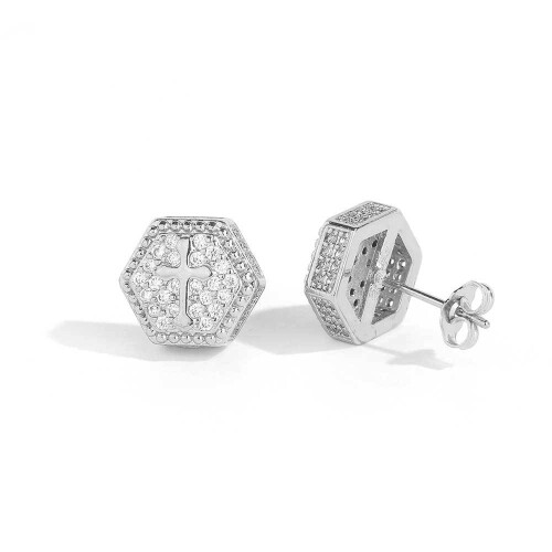 Cubic Zirconia Hexagonal Earrings 5A+ Grade