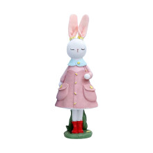 Resin Standing Bunny Figurine in Coat – Pink or Blue